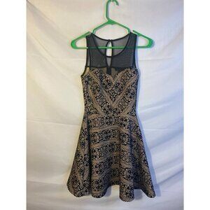 Trixxi Juniors Sexy Short Mini Dress Flare Fit Size Xs Extra Small tan Black